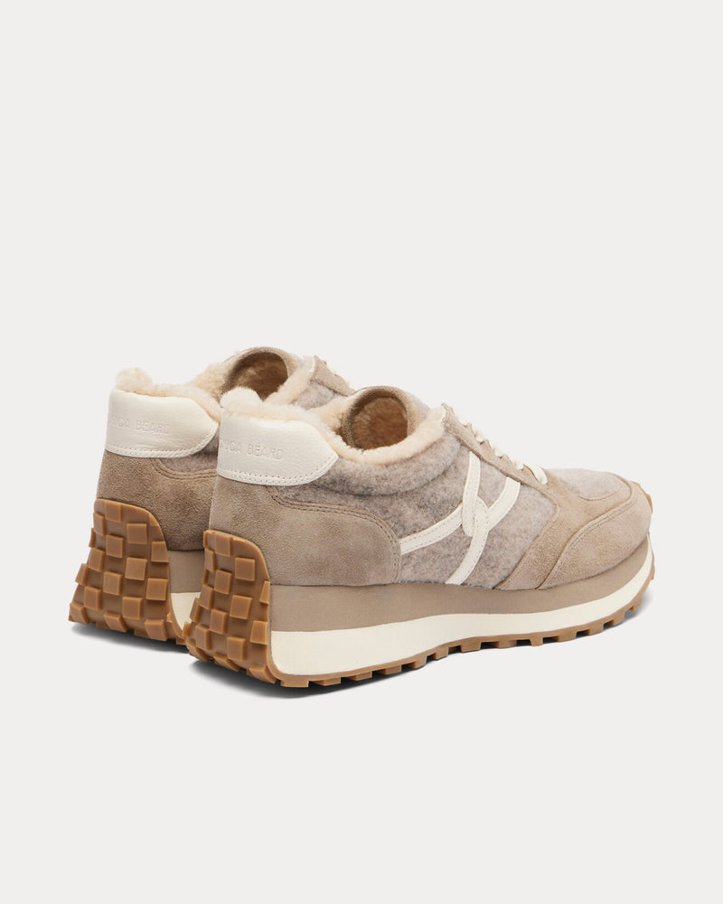 Veronica Beard Valentina Suede & Shearling Cobblestone Grey Low Top Sneakers - 3