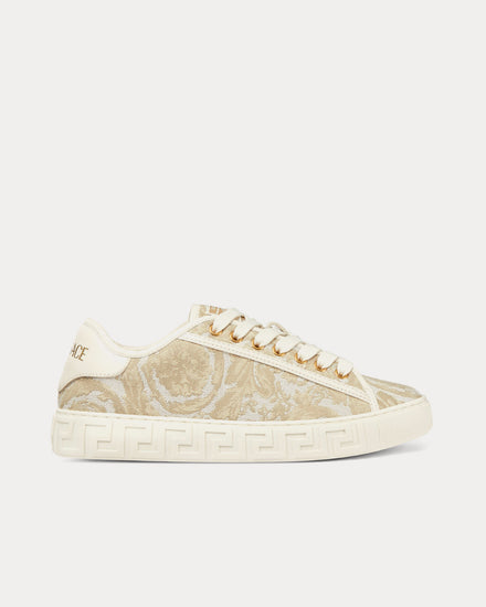 Versace Barocco Greca Print Beige Low Top Sneakers - 1