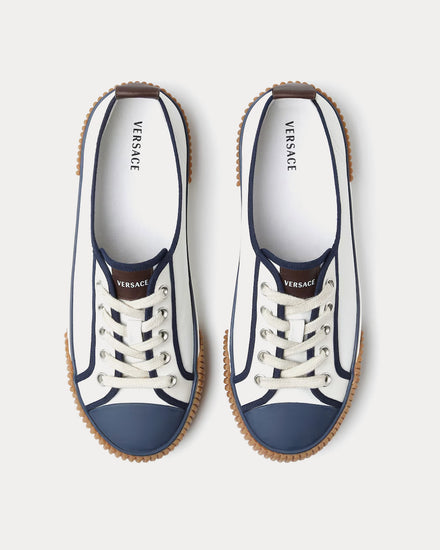 Versace Goliath Nappa White / Blue Low Top Sneakers - 2