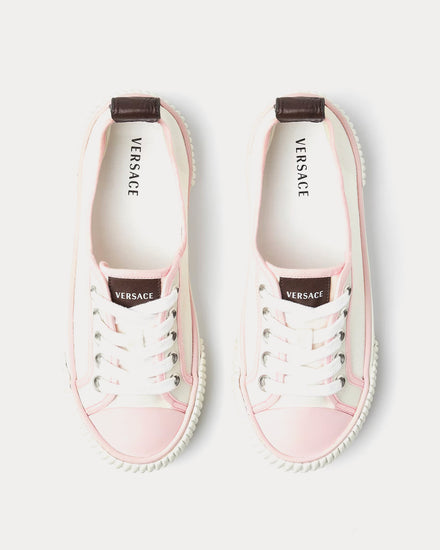 Versace Goliath Canvas White / Pink Low Top Sneakers - 2