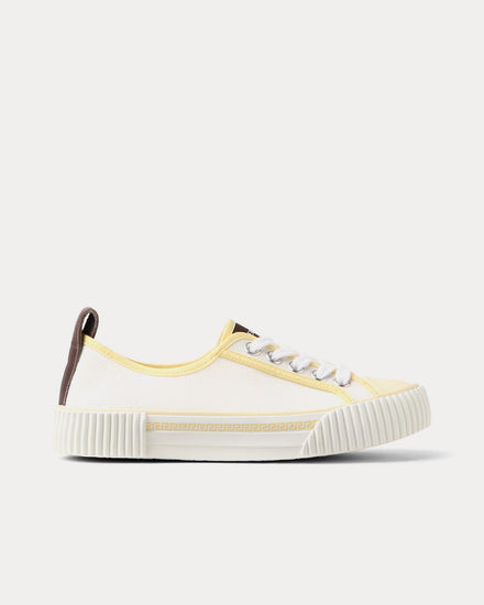 Versace Goliath Canvas White / Yellow Low Top Sneakers - 1