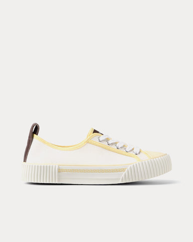 Versace Goliath Canvas White / Yellow Low Top Sneakers