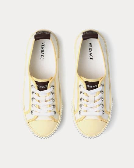 Versace Goliath Canvas White / Yellow Low Top Sneakers - 2