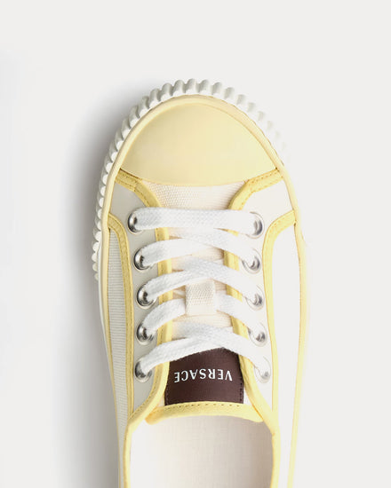 Versace Goliath Canvas White / Yellow Low Top Sneakers - 5