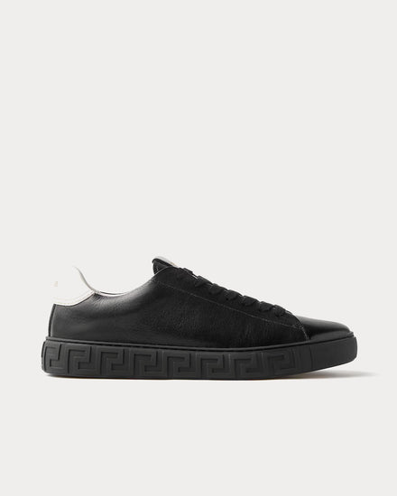 Versace Greca Leather Black Low Top Sneakers - 1