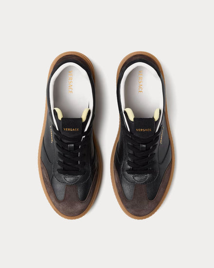 Versace Greca Court Nappa & Suede Black / Brown Low Top Sneakers - 2