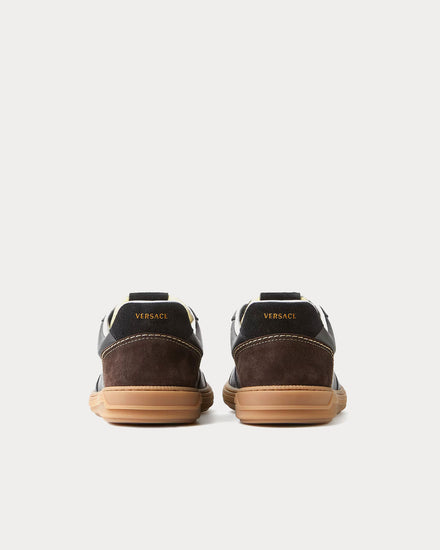 Versace Greca Court Nappa & Suede Black / Brown Low Top Sneakers - 4