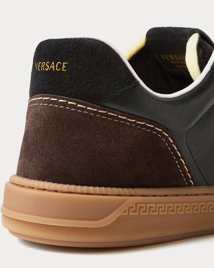 Versace Greca Court Nappa & Suede Black / Brown Low Top Sneakers - 5