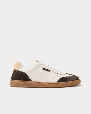 Versace Greca Court Nappa & Suede Brown / White Low Top Sneakers