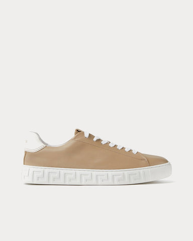 Versace Greca Leather Beige Low Top Sneakers