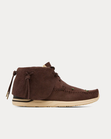 Visvim Men's FBT Lhamo-Folk Dark Brown Low Top Sneakers