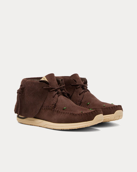 Visvim Men's FBT Lhamo-Folk Dark Brown Low Top Sneakers