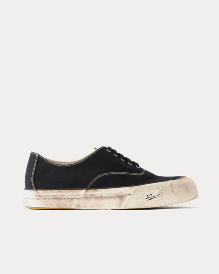 Visvim Logan Distressed Canvas Black Low Top Sneakers - 1