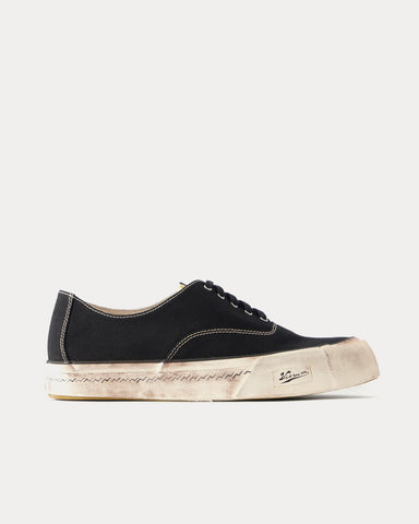 Visvim Logan Distressed Canvas Black Low Top Sneakers