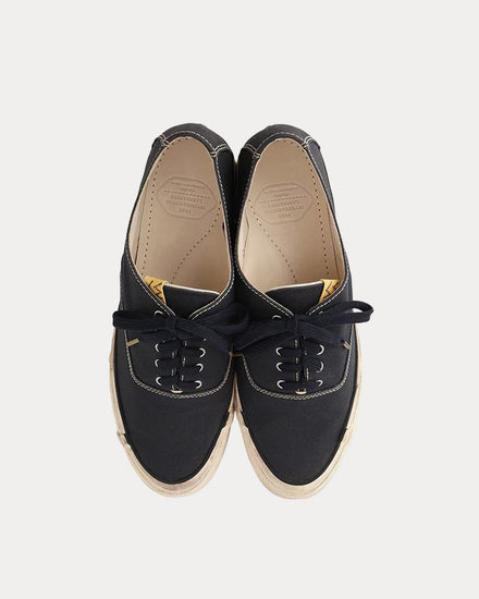 Visvim Logan Distressed Canvas Black Low Top Sneakers - 2