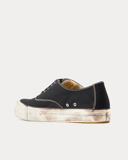 Visvim Logan Distressed Canvas Black Low Top Sneakers - 4