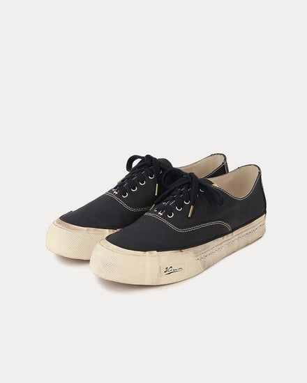 Visvim Logan Distressed Canvas Navy Low Top Sneakers - 3