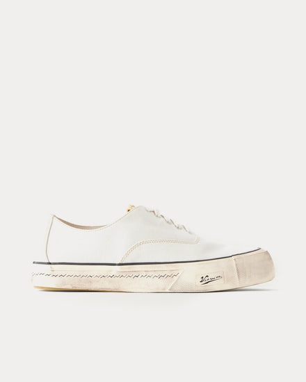 Visvim Logan Distressed Canvas White Low Top Sneakers - 1