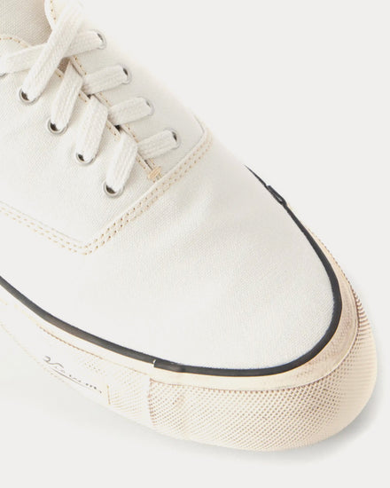 Visvim Logan Distressed Canvas White Low Top Sneakers - 6