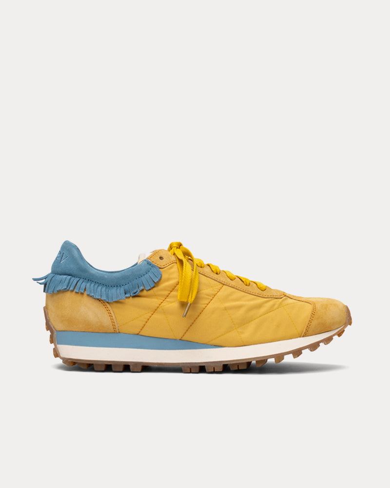 Visvim Men's Walpi Runner Cotton & Nylon Mustard Low Top Sneakers