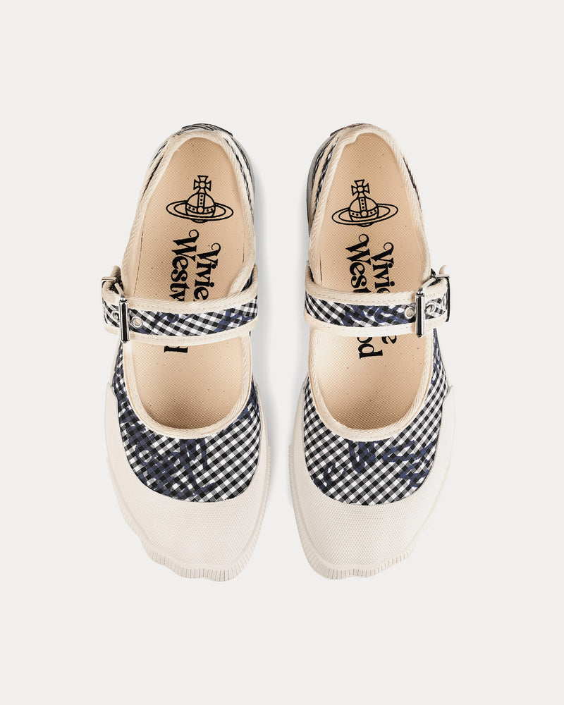 Vivienne Westwood Animal Gym Bar Gingham / VW Black Slip On Sandals - 2