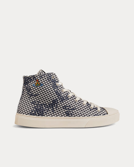 Vivienne Westwood Plimsoll Gingham / VW Black High Top Sneakers - 1