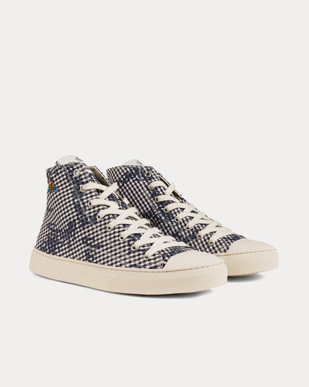 Vivienne Westwood Plimsoll Gingham / VW Black High Top Sneakers - 2
