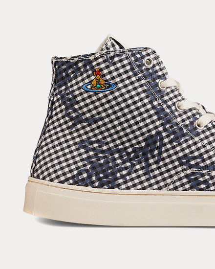 Vivienne Westwood Plimsoll Gingham / VW Black High Top Sneakers - 3