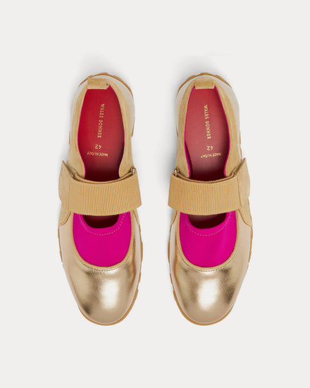 Wales Bonner Jewel Mary-Jane Khaki / Fuchsia Slip On Sneakers - 4