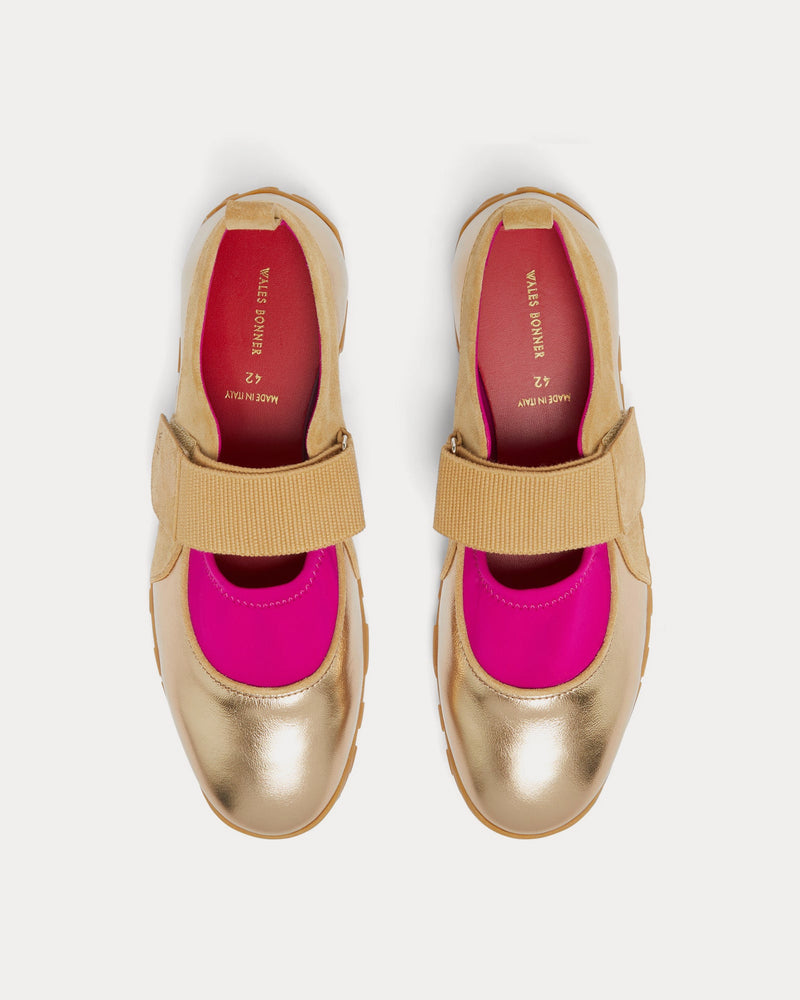 Wales Bonner Jewel Mary-Jane Khaki / Fuchsia Slip On Sneakers - 4