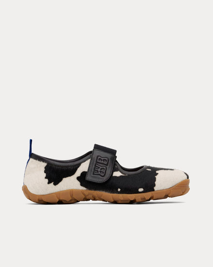 Wales Bonner Jewel Mary-Jane Flat White / Black Slip On Sneakers - 1