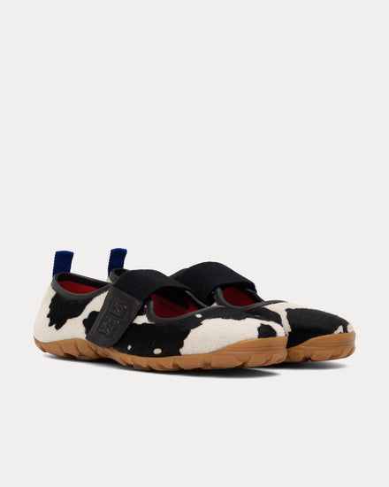 Wales Bonner Jewel Mary-Jane Flat White / Black Slip On Sneakers - 2