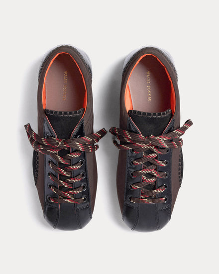 Wales Bonner Paris Nylon & Leather Black / Brown Low Top Sneakers - 2