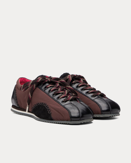 Wales Bonner Paris Nylon & Leather Black / Brown Low Top Sneakers - 3