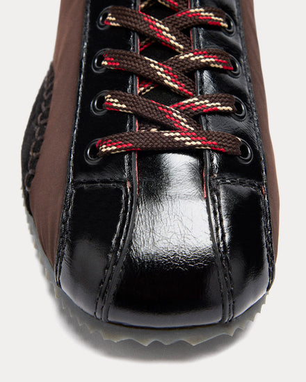 Wales Bonner Paris Nylon & Leather Black / Brown Low Top Sneakers - 5