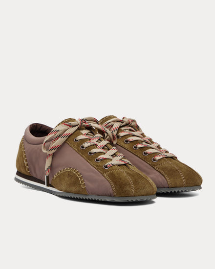 Wales Bonner Paris Nylon & Leather Olive / Taupe Low Top Sneakers - 3