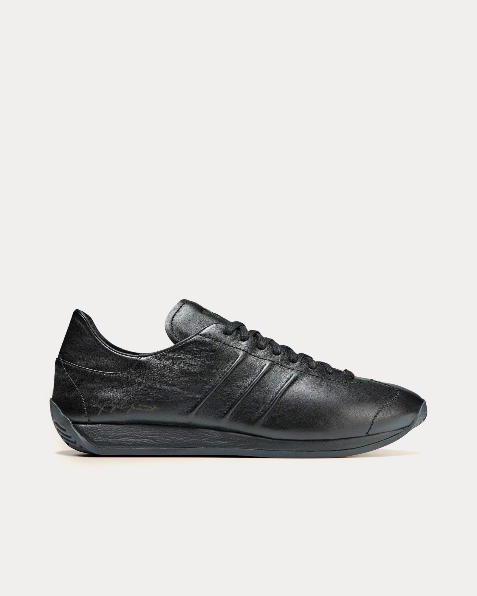 Y-3 - Country Leather Black / Black / Black Low Top Sneakers