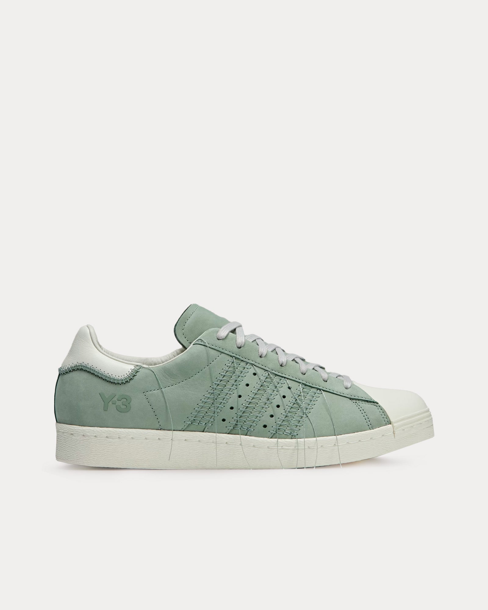 Y-3 Unisex Superstar Silver Green / Off White / Light Brown Low Top Sneakers