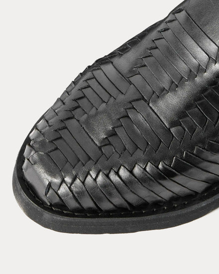 Yuketen x Chamula Alejandro Huarache Woven Leather Black Sandals - 4