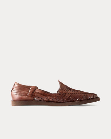 Yuketen x Chamula Alejandro Huarache Woven Leather Brown Sandals