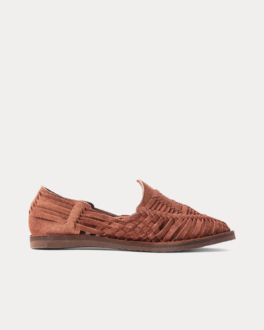 Yuketen x Chamula Alejandro Huarache Woven Suede Brown Sandals