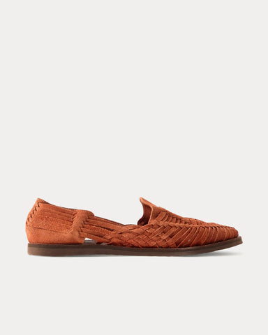 Yuketen x Chamula Alejandro Huarache Woven Suede Brown Sandals