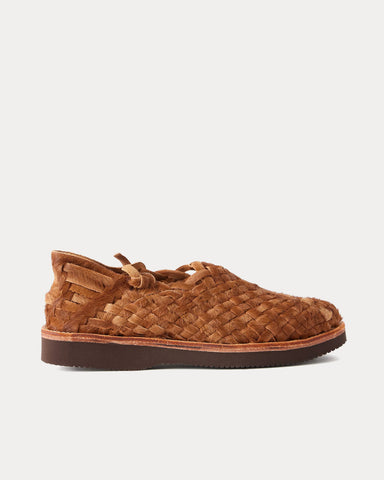 Yuketen Huarache Woven Calf Hair Brown Sandals
