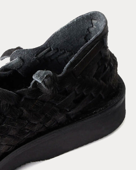 Yuketen Huarache Woven Calf Hair Black Sandals - 4