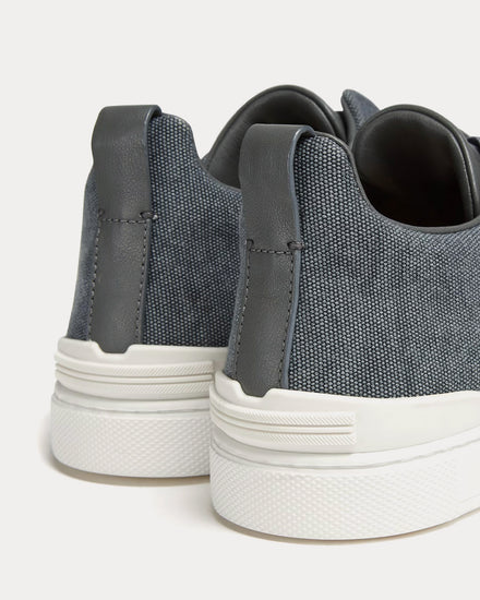 Zegna Triple Stitch Canvas Dark Taupe Slip On Sneakers - 4