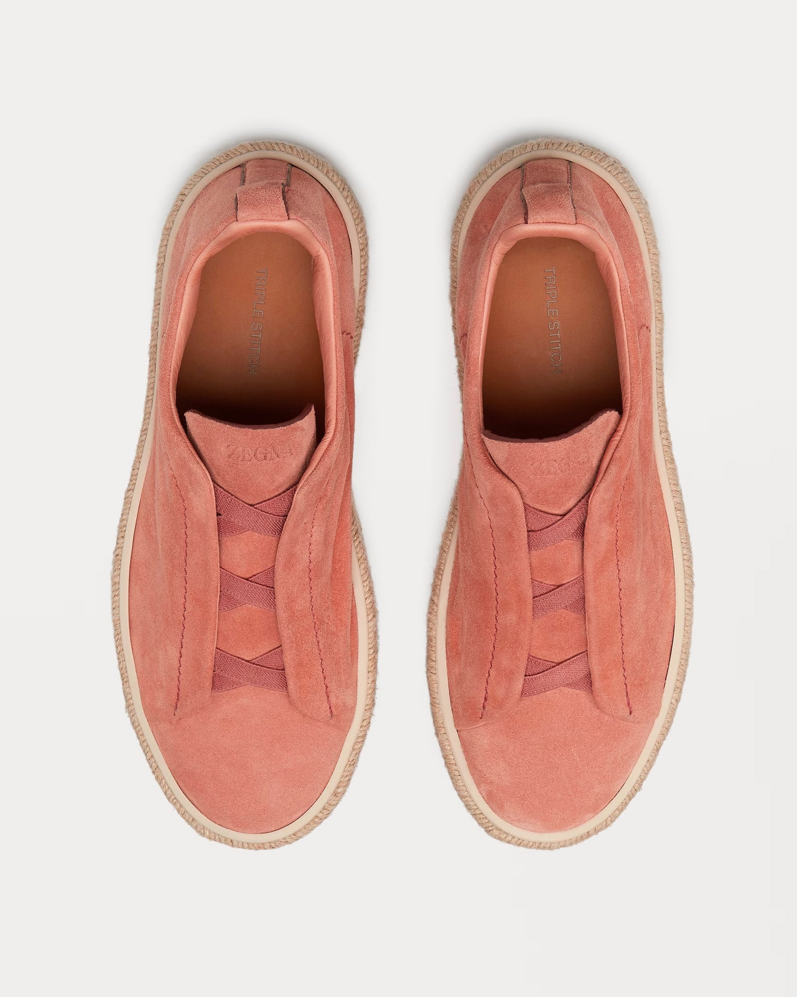 Zegna - Triple Stitch Espadrilles Deerskin Dust Pink Slip On Sneakers