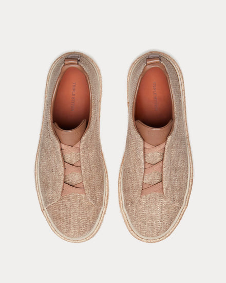 Zegna Triple Stitch Espadrilles Linen Light Beige Slip On Sneakers - 2
