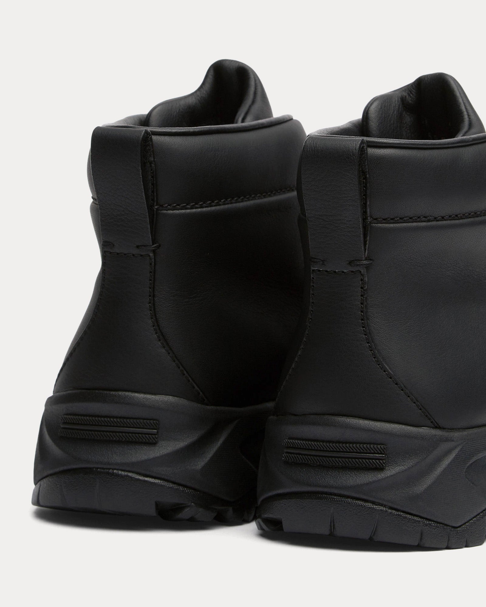 Zegna - Triple Stitch Vetta Leather Black High Top Sneakers