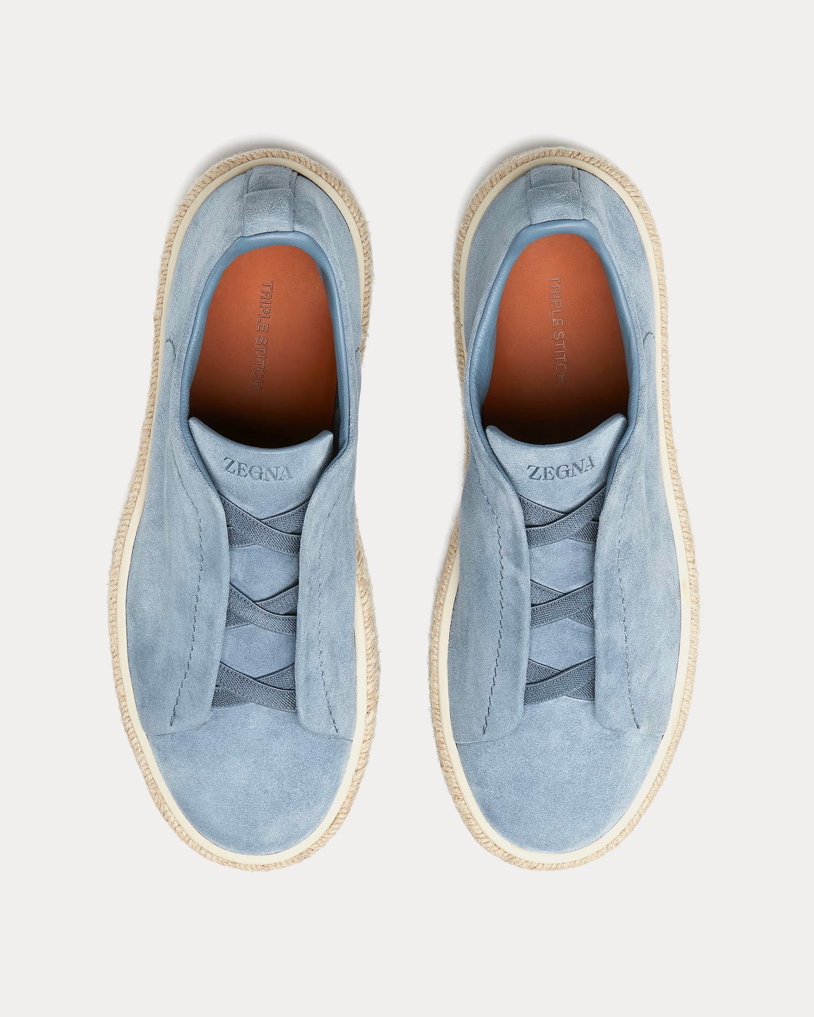 Zegna - Triple Stitch Espadrilles Deerskin Utility Blue Slip On Sneakers