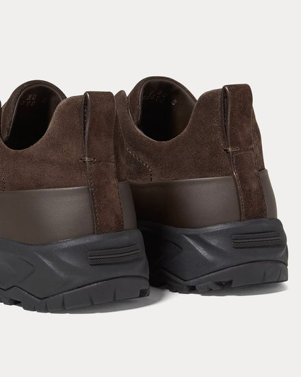 Zegna Triple Stitch Monte Suede Brown Slip On Sneakers - 4